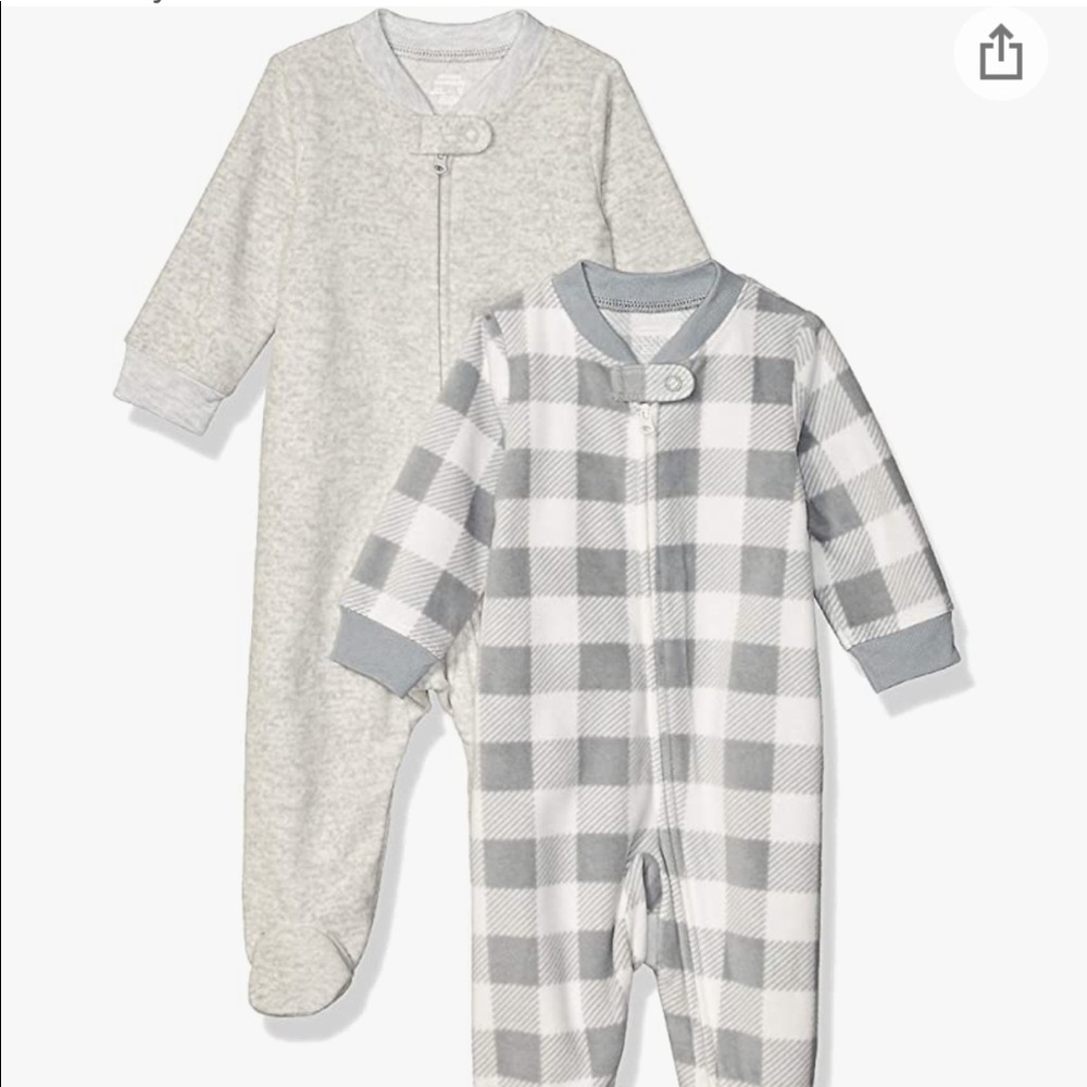 2 pack of Amazon essentials fleece footie pajamas